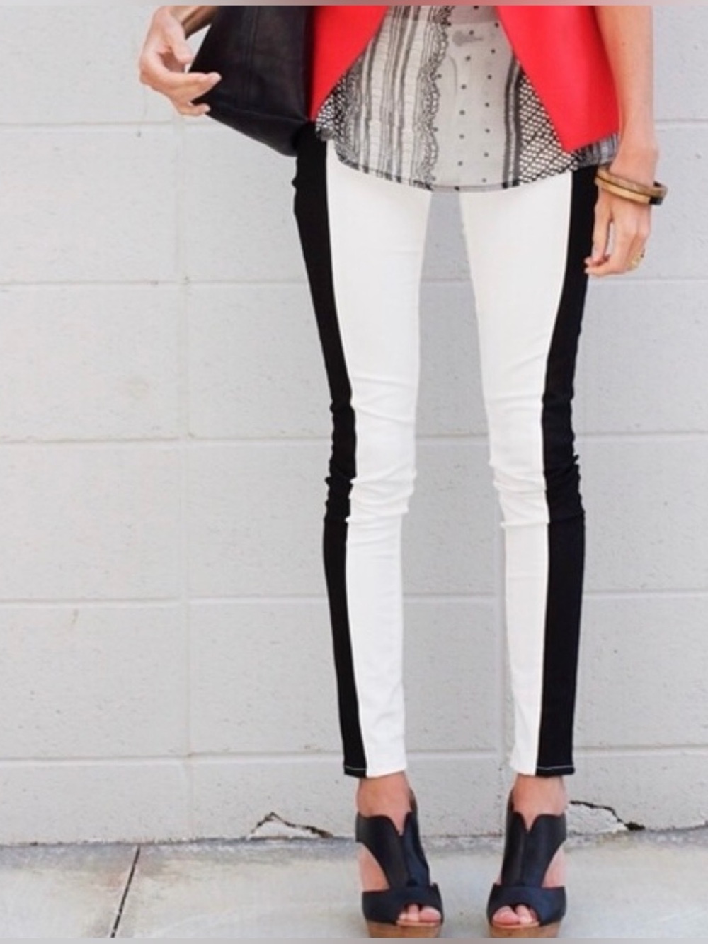 rag & bone New Black and White Colorblock Skinny Jeans